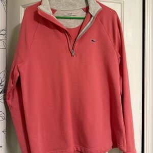 Vineyard Vines Women's Coral Quarter-Zip Sweater